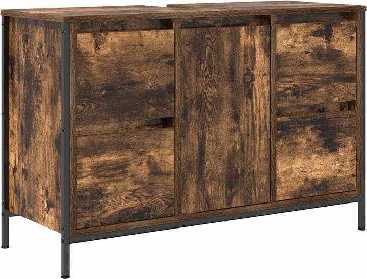 Actual product image VidaXL 3-piece bathroom furniture set made of smoked oak wood-based material
