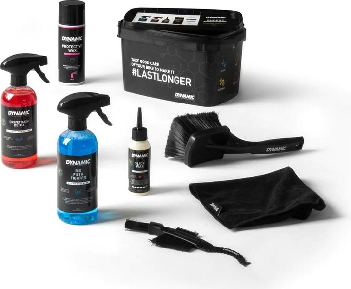 Actual product image Dynamic Bike Care Super 7 (2000 ml, Microfibre cloth, Brush, Bicycle cleaner, Care set, Chain oil)