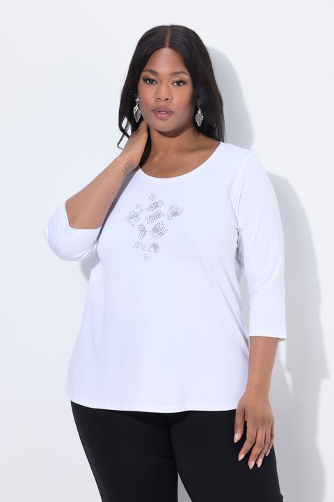 Actual product image Ulla Popken Rhinestone Detail Pima Cotton Tee (42, 44)