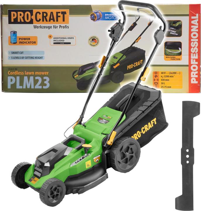 Produktbild Procraft PLM23bb Akku Rasenmäher 40 V ( 2x 20 V ) 430 mm Brushless Solo - ohne Akku, ohne Ladegerät (Akkubetrieb)