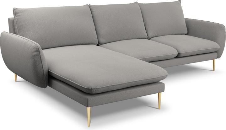 Actual product image Cosmopolitan Design Boucle Left Corner Sofa, "Vienna", 5 Seats, Grey, 255x170x95 Made in Europe (Corner sofa)