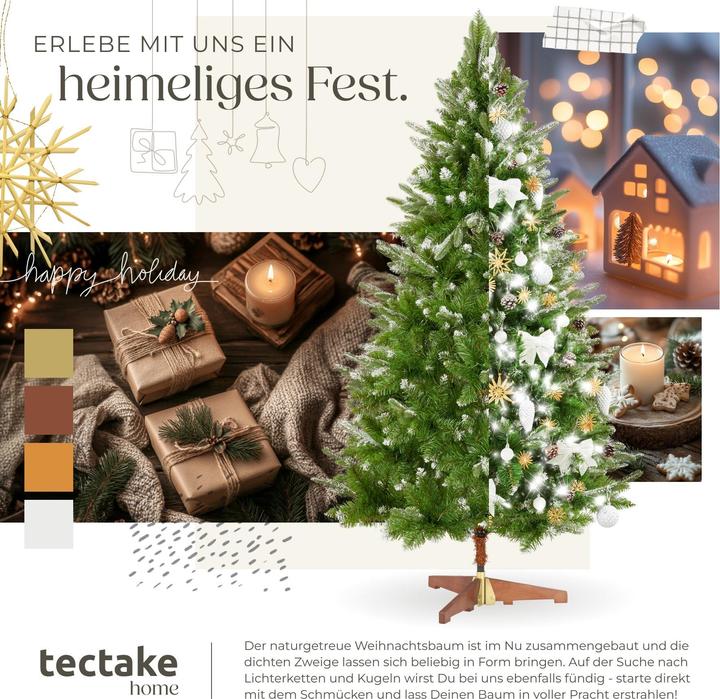 Actual product image tectake Künstlicher Weihnachtsbaum Blitzen, 180 cm, Spritzgussnadeln (180 cm)