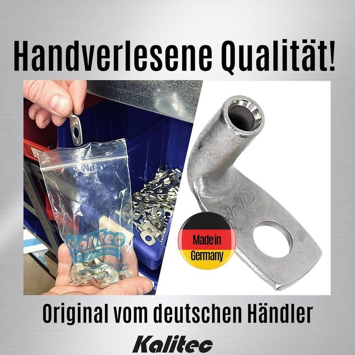 Produktbild Kalitec 10 Stück KA08-L4 Handelsübliche Rohrkabelschuhe gewinkelt 4mm² M4 I ohne Sichtloch I 90° I M