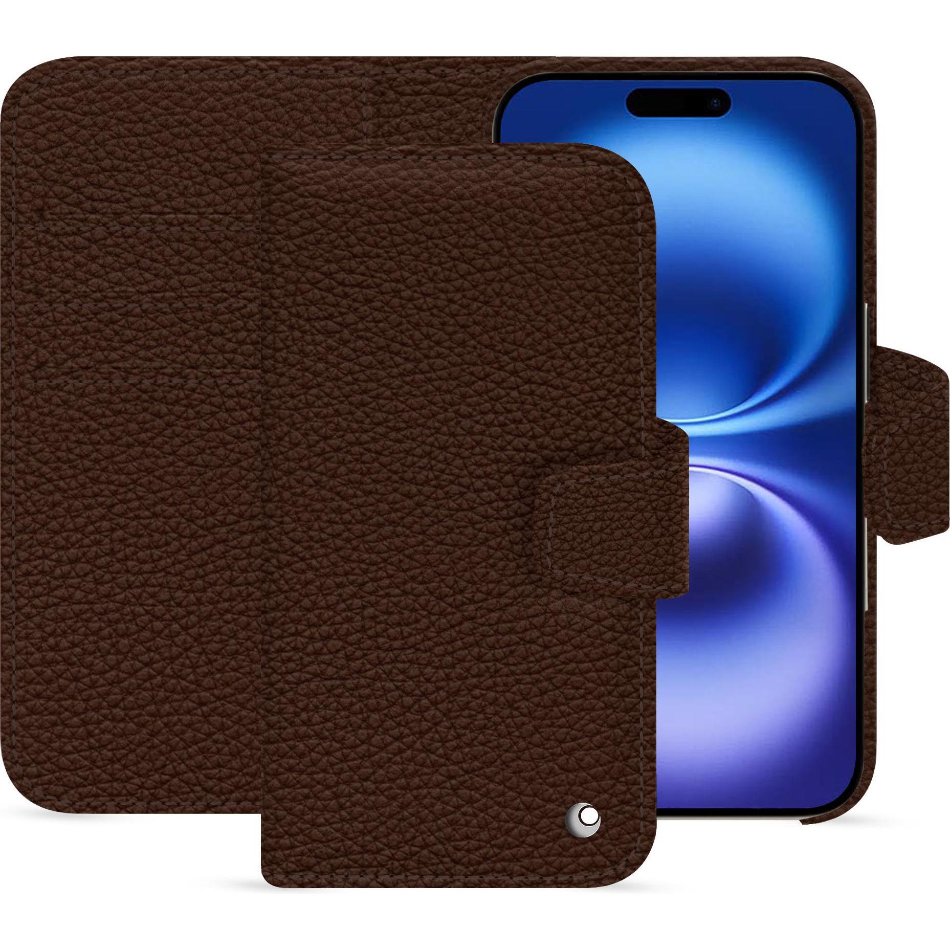 Noreve Lederschutzhülle Apple iPhone 16 (Apple iPhone 16), Smartphone Hülle, Braun