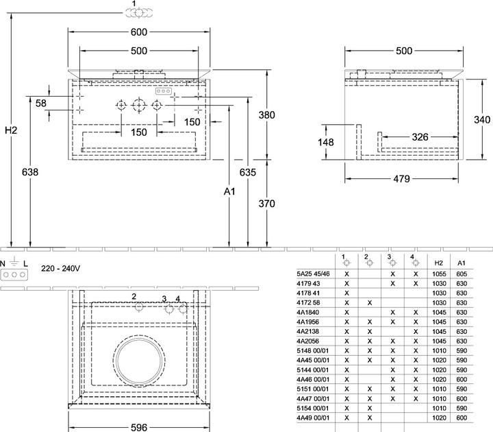 Actual product image Villeroy & Boch Legato Vanity unit B567, 600x380x500mm, washbasin centric (67 x 50 x 38 cm)
