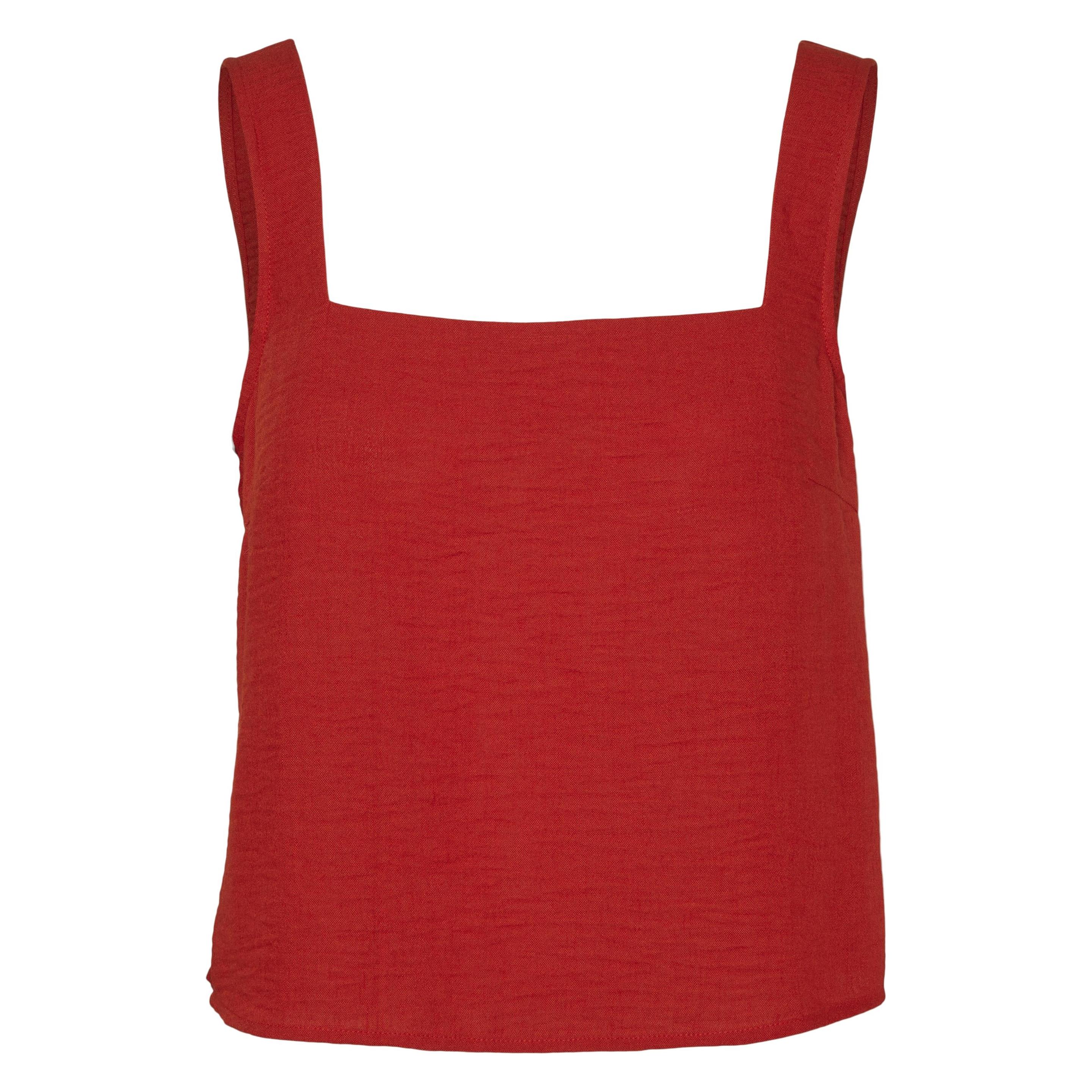 Vero Moda, Damen, Blusen, Vmkita Sl Square Neck Top Wvn Sb2 Ts Ga, Orange, Rot, (M)