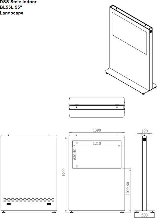 Produktbild DSS Indoor Stele Landscape, 55" Bildschirm, schwarz