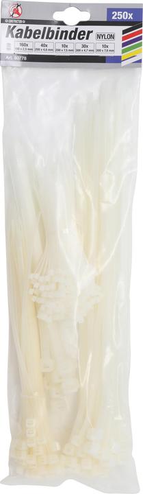 Image du produit BGS Assortiment de colliers plastique blanc 100 - 300 mm 250 pièces (Serre-câbles en plastique, 300 mm, 250 pcs)