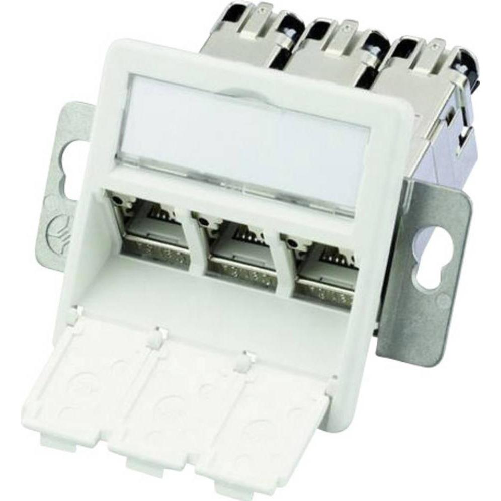 Telegärtner, Steckdose, Modulaufnahme AMJ-S 3-fach UP/0 Flexinkl. 3 Module Cat.6a T568A - Power over Eth