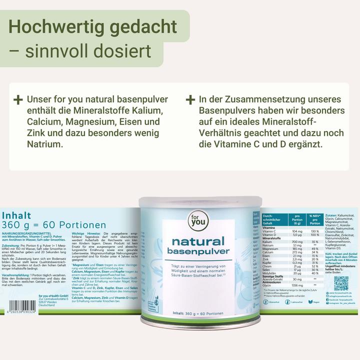 Nutritional values and ingredients For You natural base powder (1 pcs., 360 g)