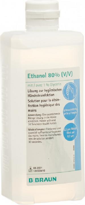Actual product image B.Braun Braun Ethanol 80% Glycerine 1% Oval Bottle 1000 ml (1000 ml)