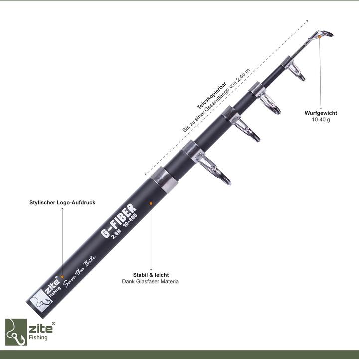 Image du produit Zite Teleskop-Angelrute mit Korkgriff (Télescope, 240 cm)