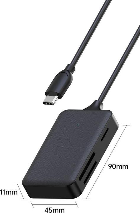 Actual product image PowerGuard Quad 4-in-1 USB-C Cardreader CompactFlash SD MicroSD MS (USB 2.0, USB 3.1)