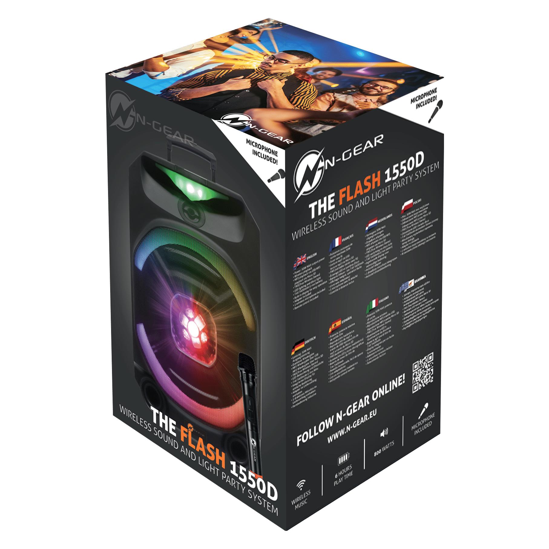 N-Gear Die Flash 1550 Disco (Aktiv), Pa Lautsprecher, Schwarz