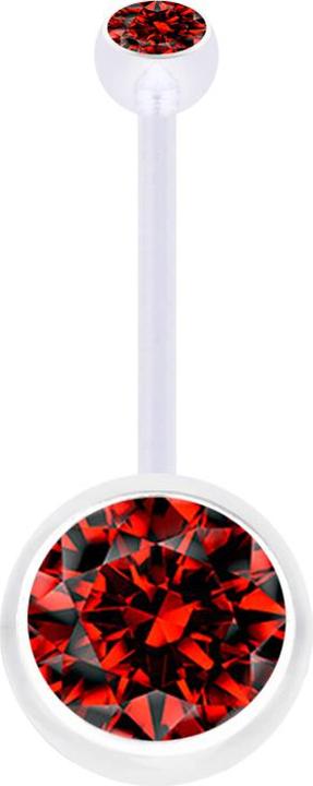 Immagine prodotto Star Piercing Banana Gravidanza trasparente con due sfere di cristallo rosso grande (Materiale sintetico, senza ottone)
