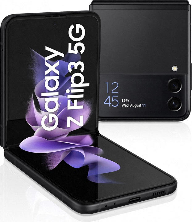 Actual product image Samsung Galaxy Z Flip3 5G EU (256 GB, Phantom Black, 6.70", SIM + eSIM, 12 Mpx, 5G)