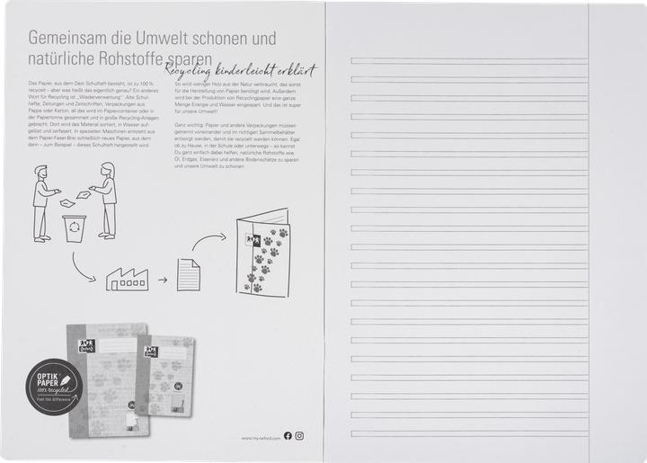 Actual product image Oxford Recycled exercise book, A4, ruling 3 (A4, Special ruling, No binding)