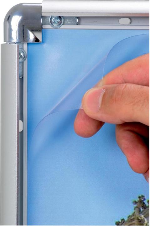 Produktbild Franken Plakatrahmen DIN A2, 25 mm Rahmenprofil silbereloxierter Aluminium-Klapprahmen, Kunststoffecken (A2)