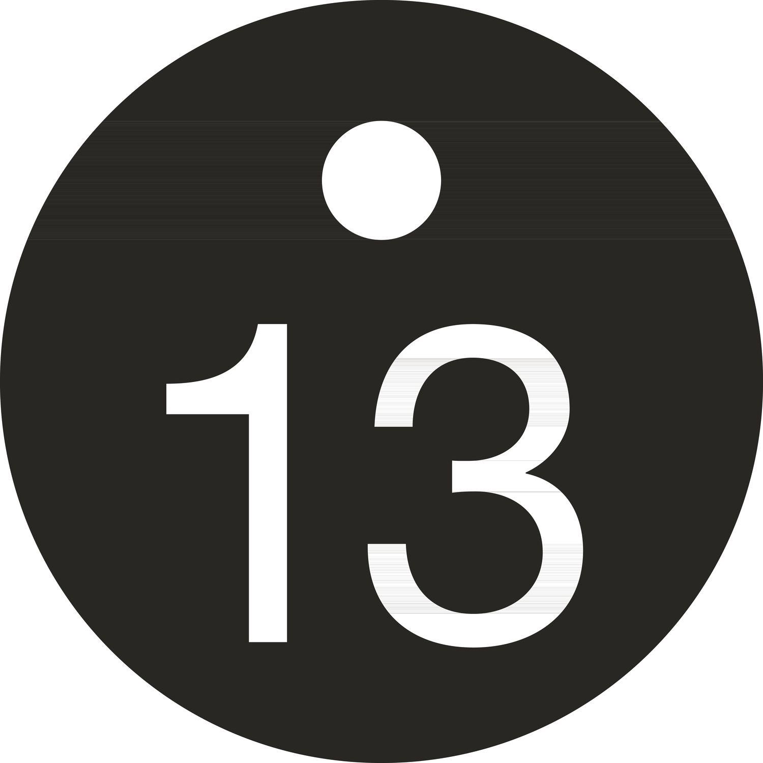 Thumbnail - Reiher, Schlüsselanhänger, Schlüsselnummer - ø 25, Nummer 13, Aluminium schwarz eloxiert, Schwarz