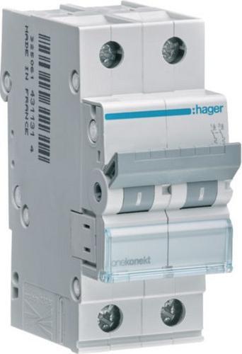 Immagine prodotto Hager MCN202. Numero di poli: 2P. Frequenza di ingresso AC: 50/60 Hz, Corrente nominale in uscita: 2 A.