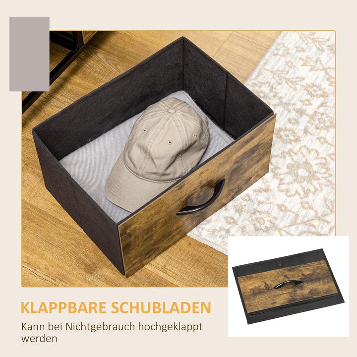 Produktbild Homcom Kommode Polyester, Stahl Rustikal-Braun (30 x 30 x 92 cm)