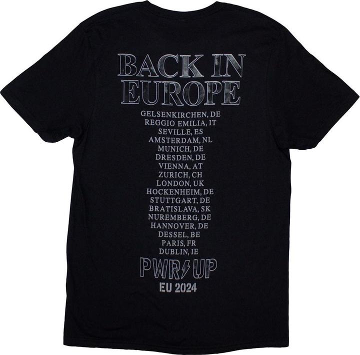 Actual product image AC/DC Unisex Adult Back In Black PWR-UP EU Tour '24 Back Print T-Shirt (3XL)