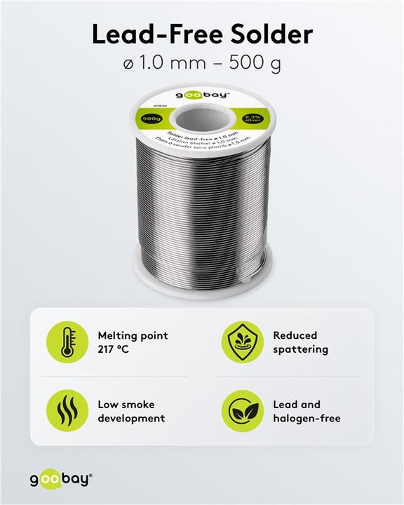 Image du produit Goobay Étain de soudure sans plomb, ø 1,0 mm, 500 g (Souder)