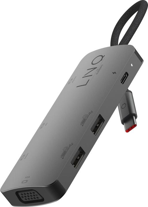 LINQ Connects USB-C -> 1x HDMI, 1x DP, 1x miniDP, 1x VGA, 1x USB-C, 2x USB-A LQ48019 grey (USB-C, 7 ports)