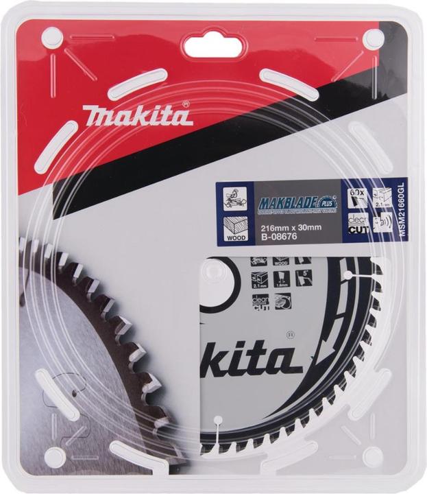 Actual product image Makita B-08676 T.C.T. pjūklas 216X2.1X30mm 5° T60 MAKBLADE PLUS