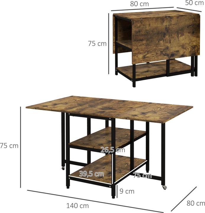 Produktbild Homcom Klappesszimmertisch (140 x 80 x 75 cm)