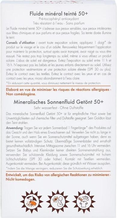 Actual product image Avène Solar fluid mineral tinted SPF50+ (Suntan cream, SPF 50+, 40 ml, 72 g)