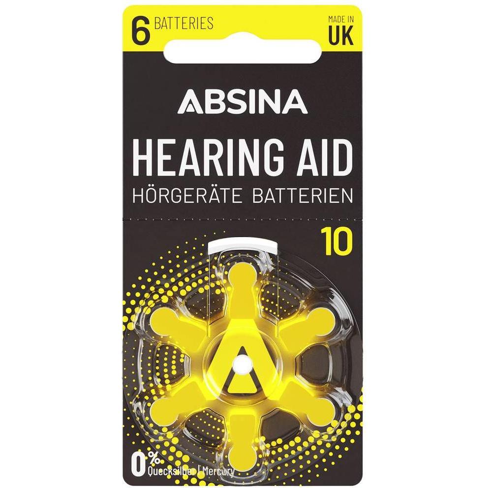 Absina PR70 Hörgerätebatterie ZA 10 Zink-Luft 1.4 V 6 St. (6 Stk., 10), Batterien + Akkus