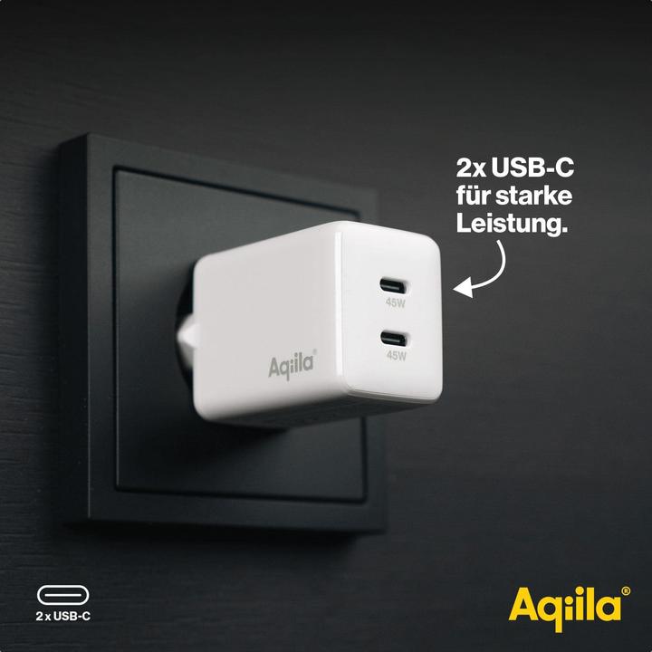 Image du produit Aqiila Chargebird W2 - Chargeur mural GaN, 45W PD - Blanc (45 W, 2 ports)