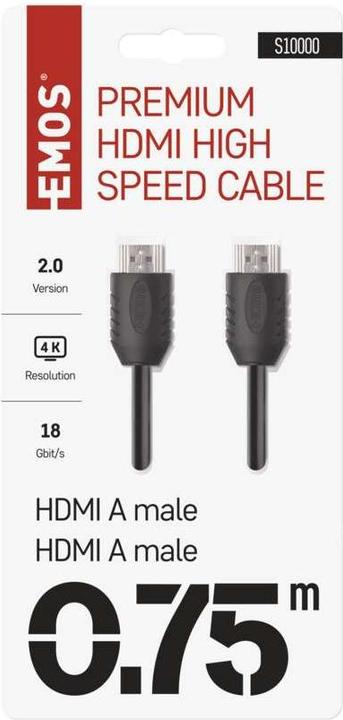 Image du produit Emos Câble HDMI haute vitesse 2.0 A mâle - A mâle 0,75m (0.75 m)