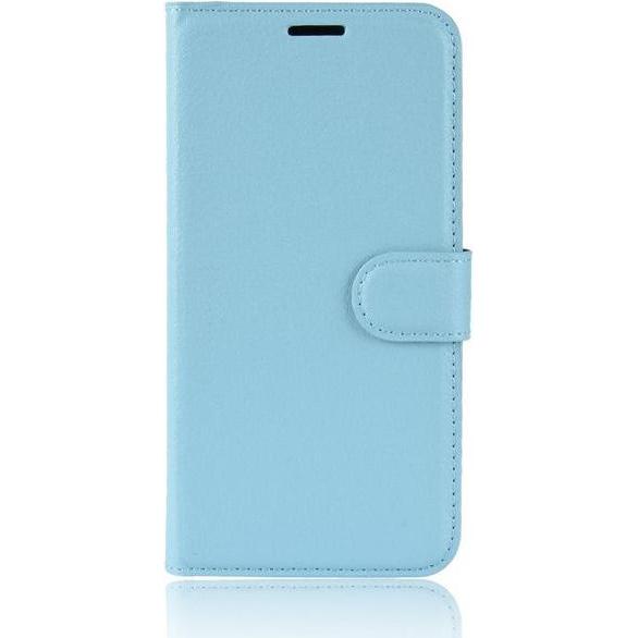 MU Classic Litchi Leder Bookcover Series (OnePlus 7T), Smartphone Hülle, Blau