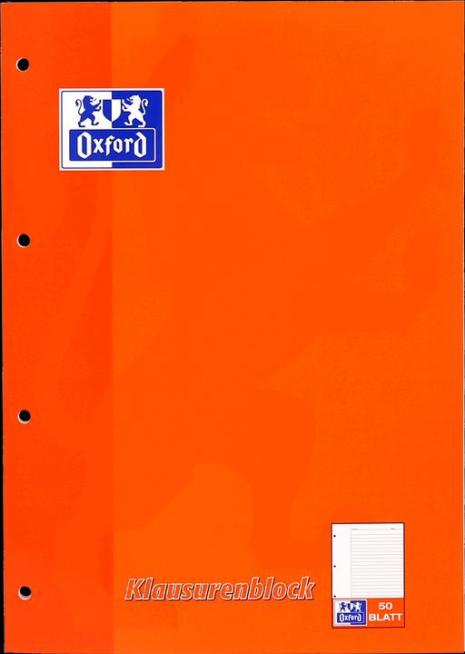 Actual product image Oxford Klausurenblock (A4, Lined, No binding)