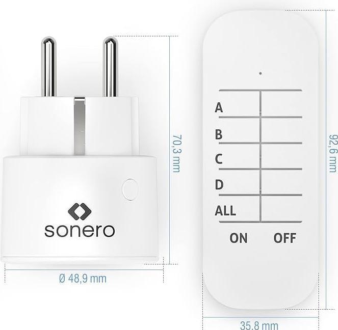 Actual product image Sonero Funksteckdosen-Set S-RCS104, 1 Sender, 4 Empfänger, weiss