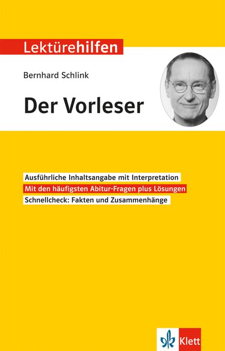 Produktbild Lektürehilfen Bernhard Schlink "Der Vorleser (Deutsch, 2018)