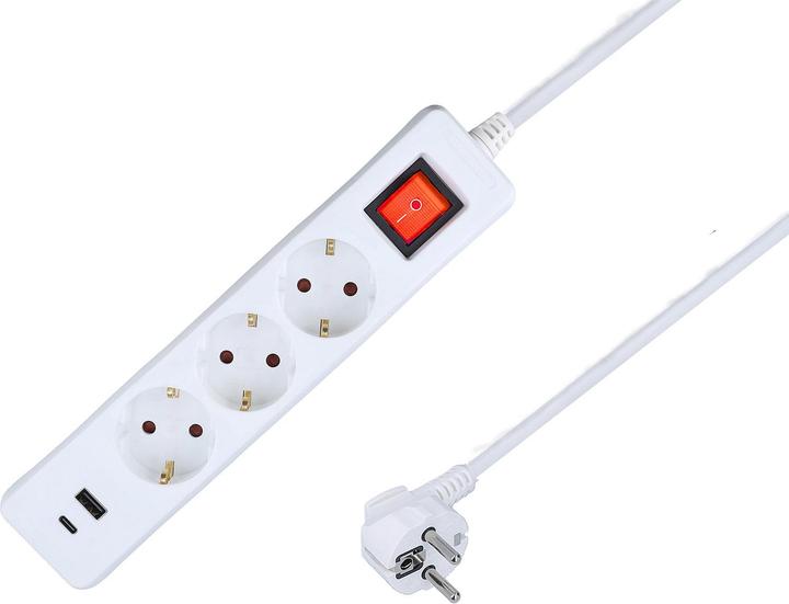 Actual product image As - Schwabe Steckdosenleiste mit USB-Port (3x, CEE 7/3, CEE 7/7, 1.40 m)