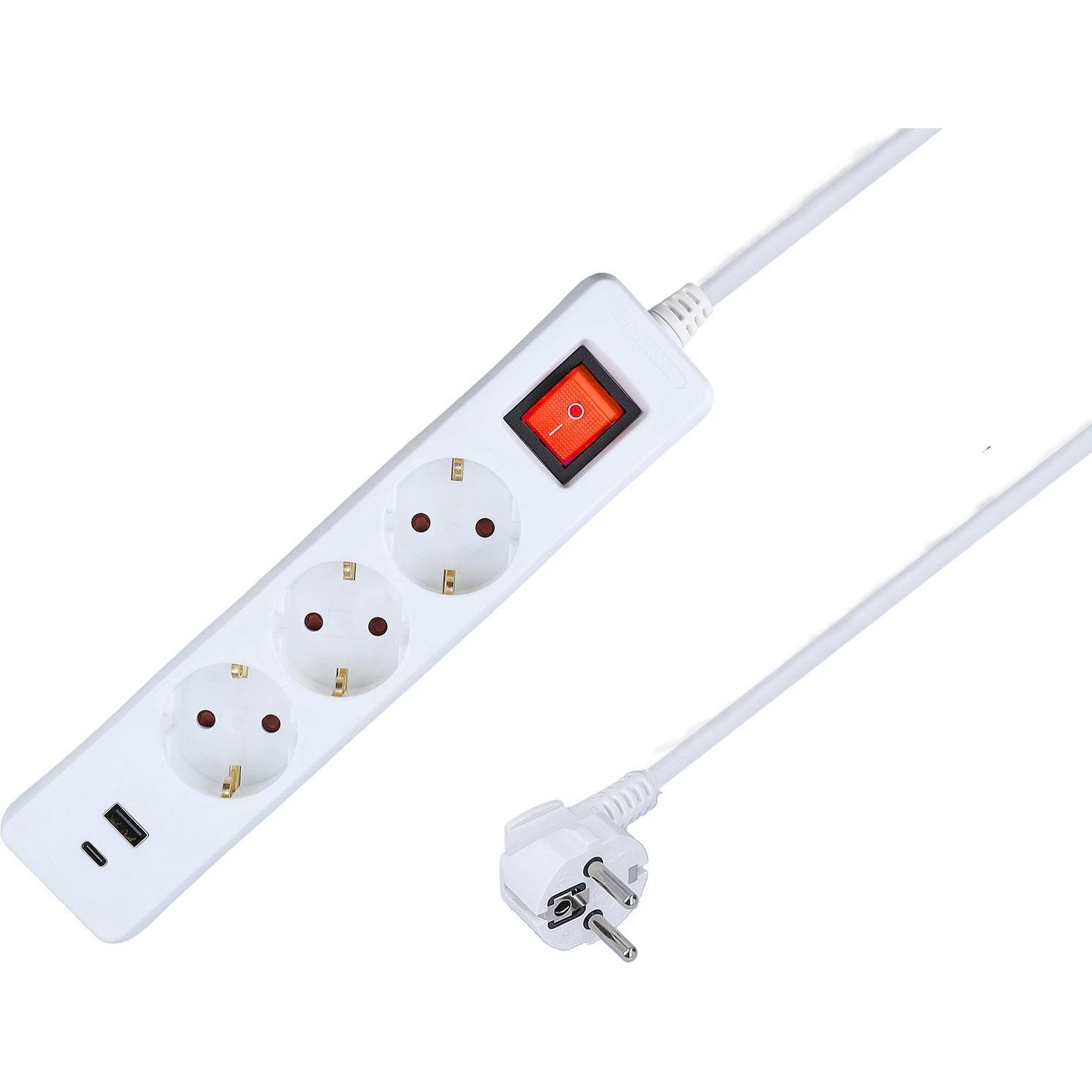 As - Schwabe, Ciabatta multipresa, Steckdosenleiste mit USB-Port (3x, CEE 7/3, 1.40 m)