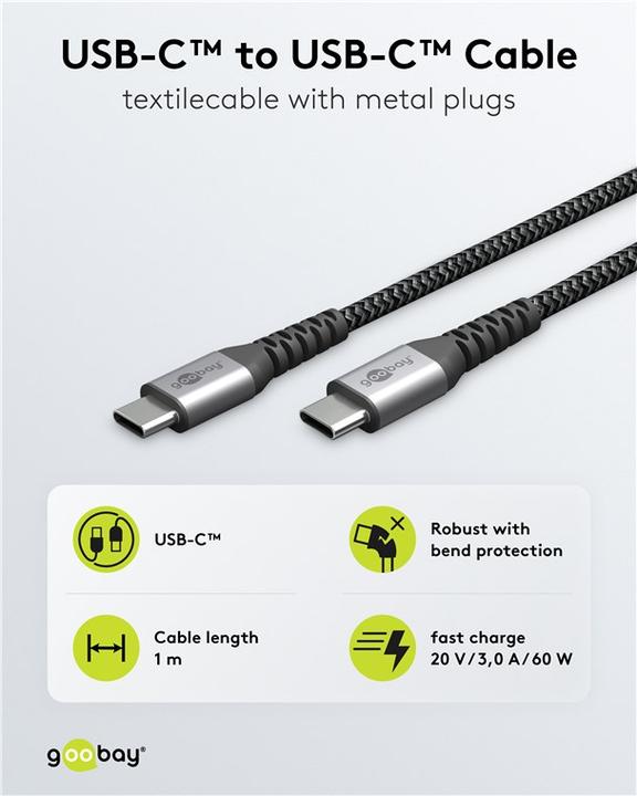 Produktbild Goobay USB C – USB C (1 m, USB 2.0, 60 W)