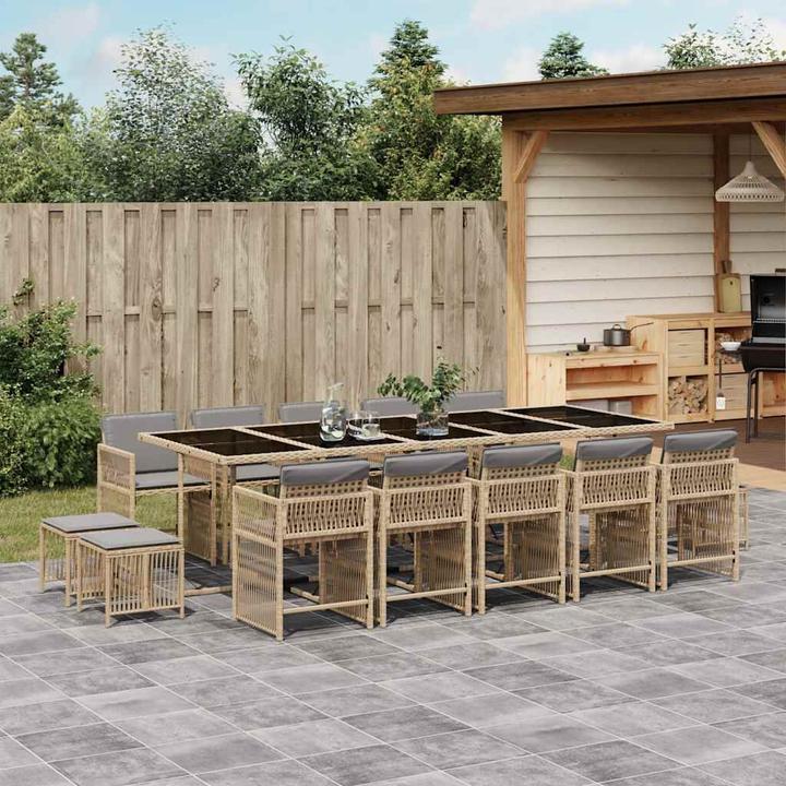 Produktbild VidaXL Gartenmöbel Essgruppe Gartengarnitur 15tlg. Beigemischung Poly Rattan (275 cm)