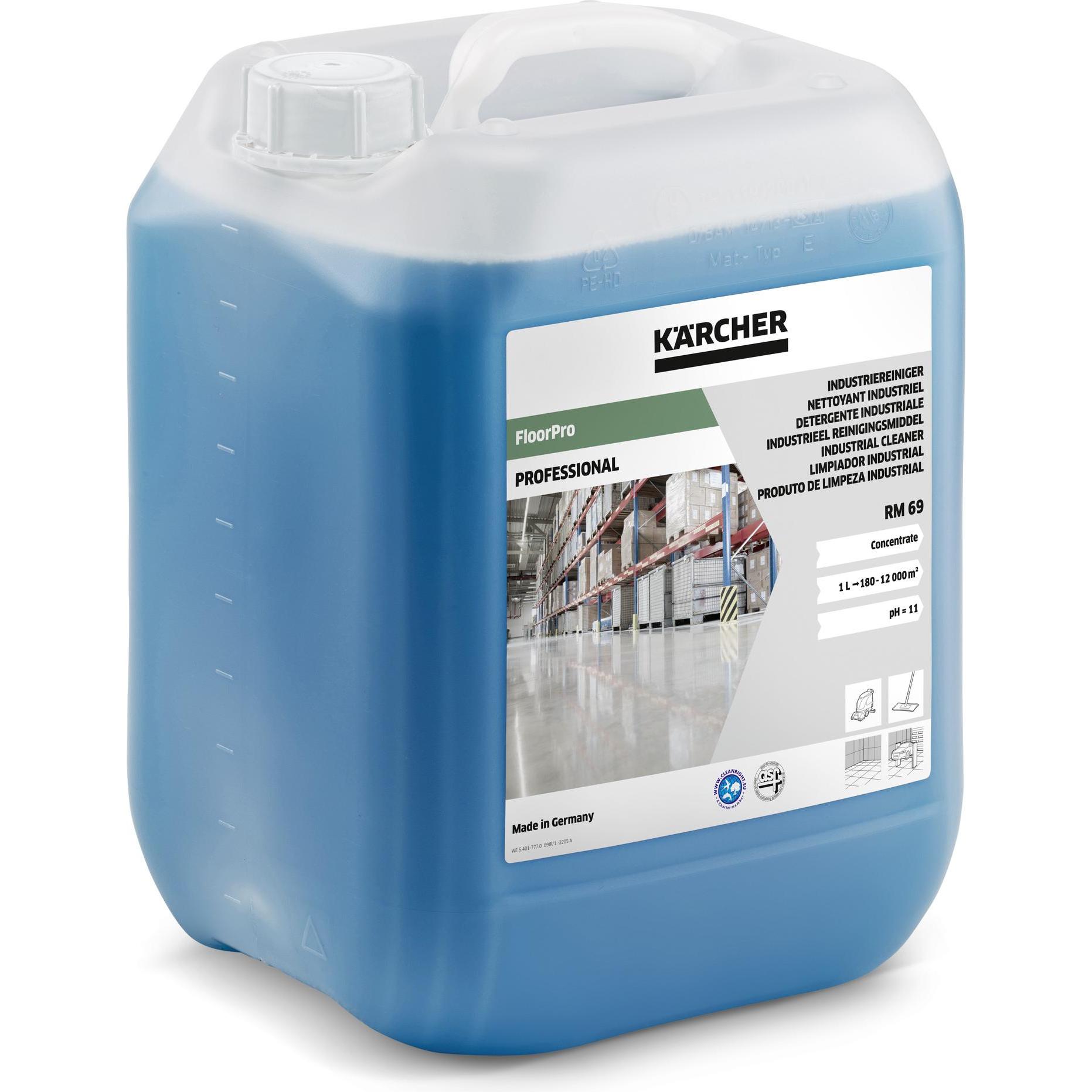 Kärcher Detergente industriale RM 69, capacità 10 l, valore di pH 10,7., Prodotti di pulizia