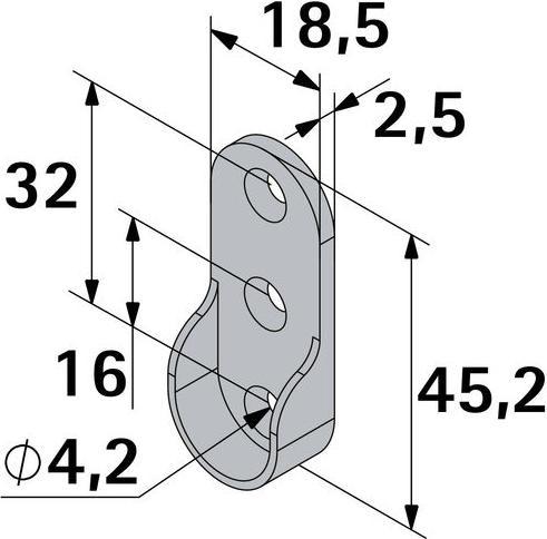 Actual product image Hettich Schrankrohr-Lager, für Rohrprofil oval 15 x 30 mm, weiss