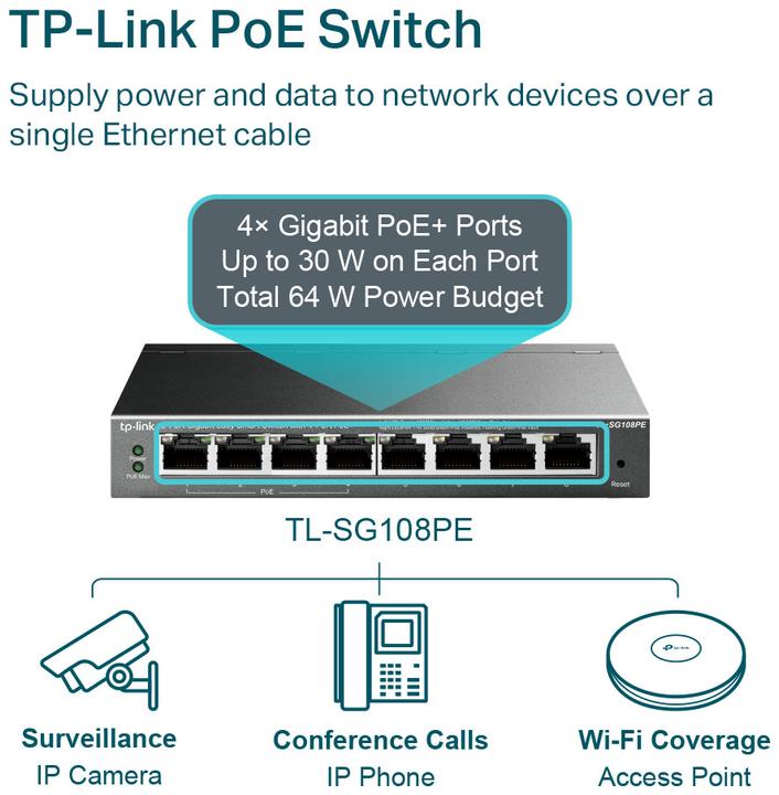 Produktbild TP-Link Tl-Sg108pe (8 Ports)