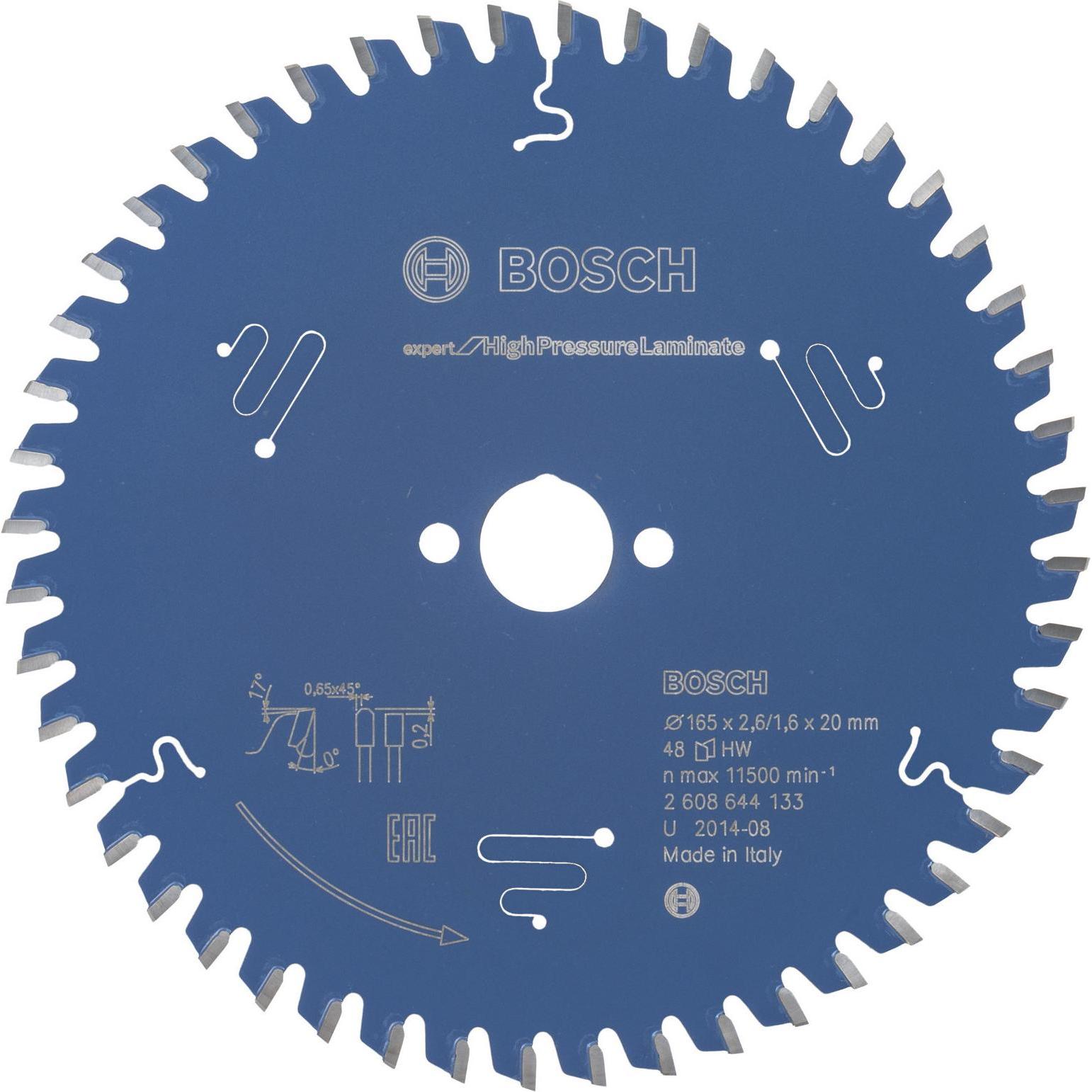 Bosch Professional Zubehör, Sägeblatt, Kreissägeblatt Expert for High Pressure Laminate, 165 x 20 x 2,6 mm, 48