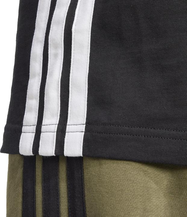 Actual product image adidas Men's Essential Three Stripes Single Jersey Tee, Black/White, M (M)