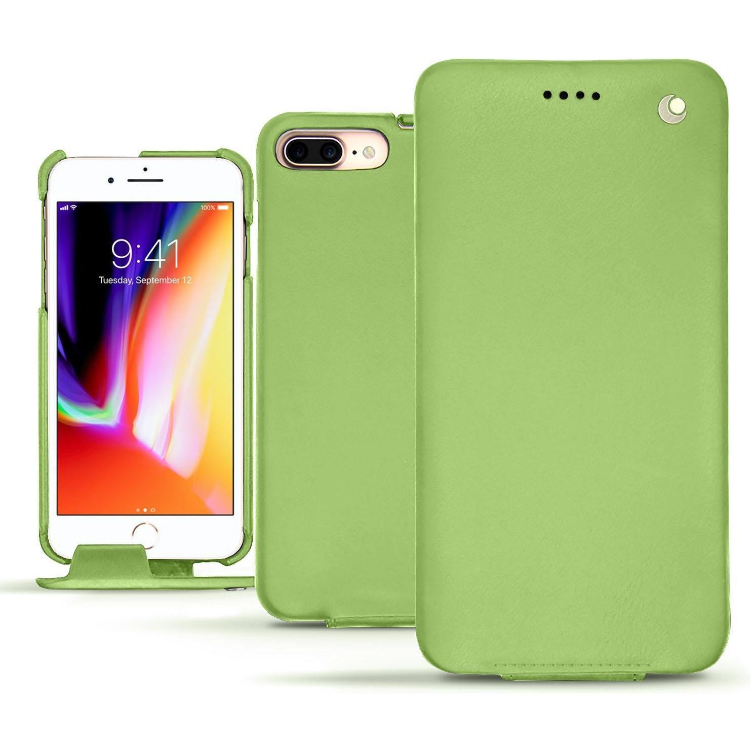 Noreve Lederschutzhülle vertikal (Apple iPhone 8 Plus), Smartphone Hülle, Grün