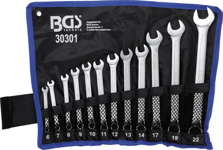 Actual product image BGS Combination Spanner Set offset 6 - 22 mm 12 pcs. (19 mm, 6 mm, 12 mm, 14 mm, 22 mm, 16 mm, 10 mm, 21 mm, 18 mm, 7 mm, 17 mm, 11 mm, 15 mm, 8 mm, 9 mm, 13 mm, 20 mm)