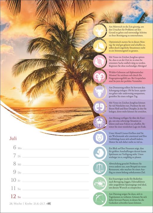 Produktbild Harenberg Horoskope Wochenkalender 2026 - Wochenkalender mit Prognosen für alle Sternzeichen
